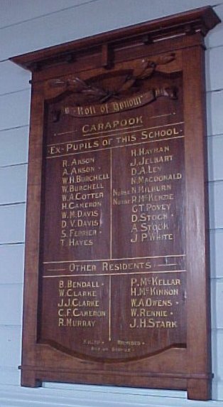 WW1 Carapook School Honour Roll