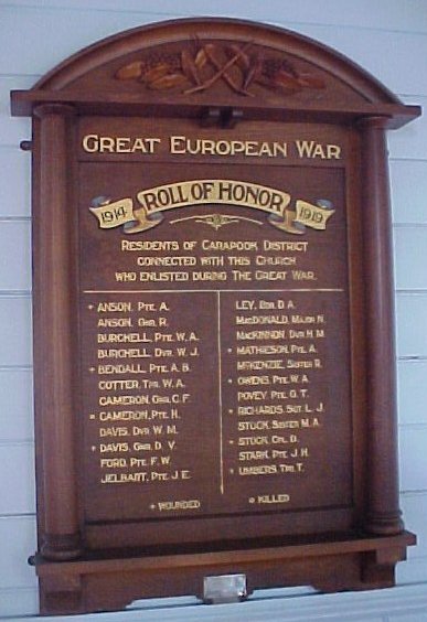 WW1 Carapook School Honour Roll