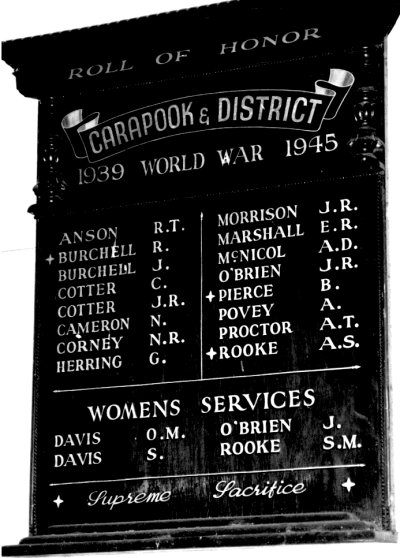 WW2 Carapook Hall Honour Roll