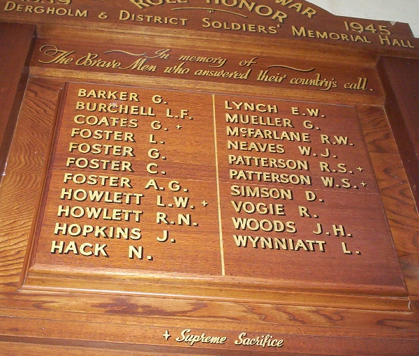 Dergholm Hall WW2 Honour Roll