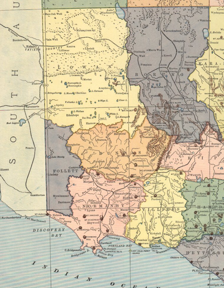 1885 Map, SW Victoria, Australia